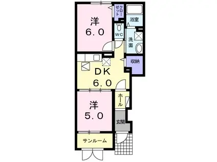 ローレルNS V(2DK/1階)の間取り写真
