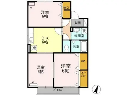 ヴィラ・ロワイヤル弐番館(3DK/2階)の間取り写真