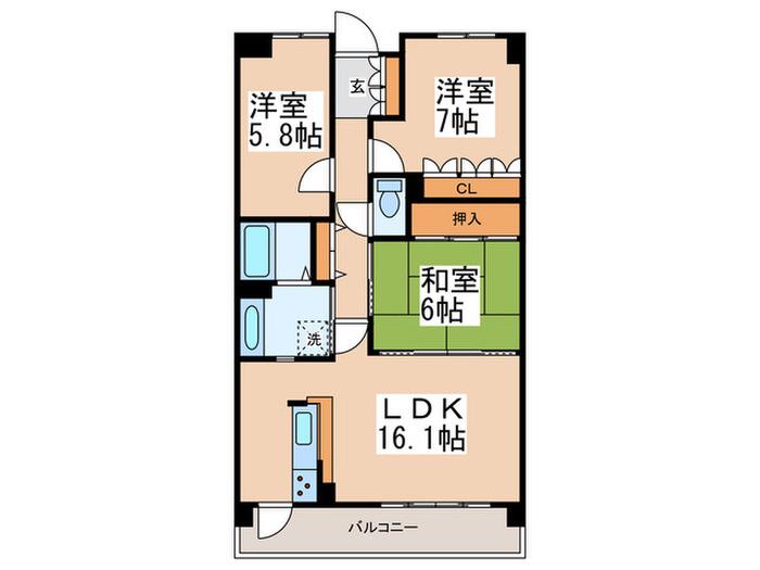 リグランド青葉台(3LDK/1階)の間取り写真