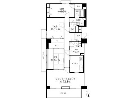 ティーズガーデン府中(3SLDK/3階)の間取り写真