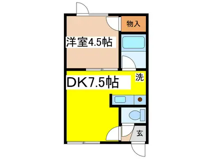 アイランドハイツ(1DK/2階)の間取り写真