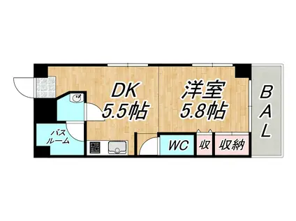 リビオン萩崎(1DK/2階)の間取り写真