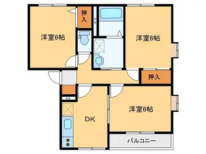 グランドール連取 C(3DK/1階)の間取り写真