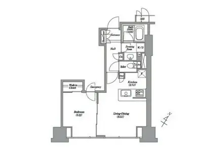 レキシントンスクエア白金高輪(1LDK/12階)の間取り写真
