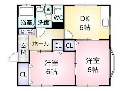 サンハイツ石井(2DK/1階)の間取り写真