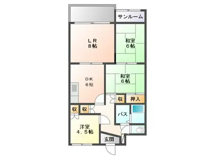 ASHIビル(3LDK/4階)の間取り写真