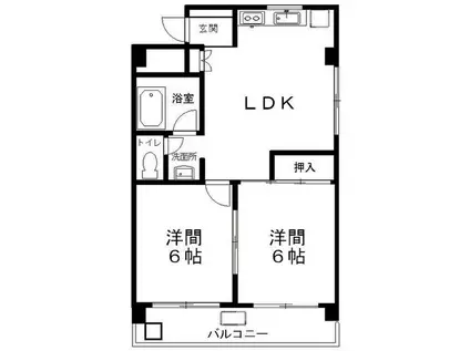 栄サンライズ(2LDK/4階)の間取り写真