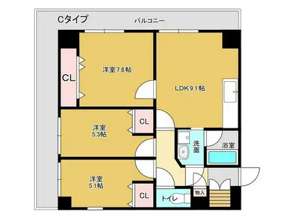 エクセル津島(3LDK/7階)の間取り写真