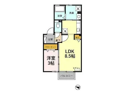 ディールームときわ台(1LDK/2階)の間取り写真