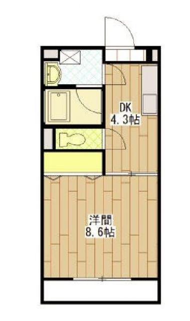 PASTEL(1DK/1階)の間取り写真