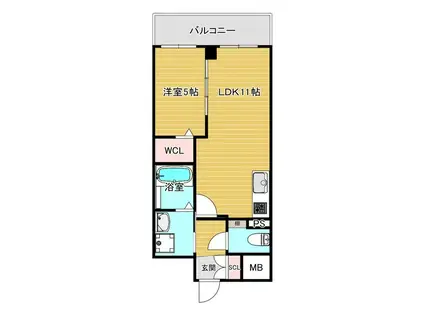 VITA荒本(1LDK/9階)の間取り写真