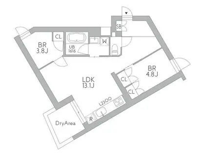 GRANDUO梅ヶ丘(2LDK/B1階)の間取り写真