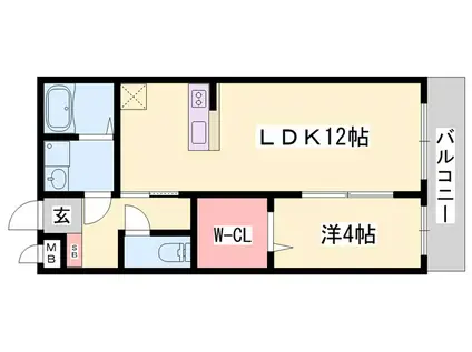 ウィステリアコート(1LDK/3階)の間取り写真