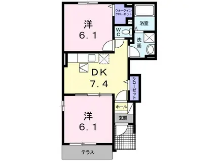 メゾンセレナーデB(2DK/1階)の間取り写真