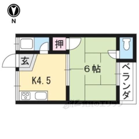 第二誠佳苑(1DK/1階)の間取り写真