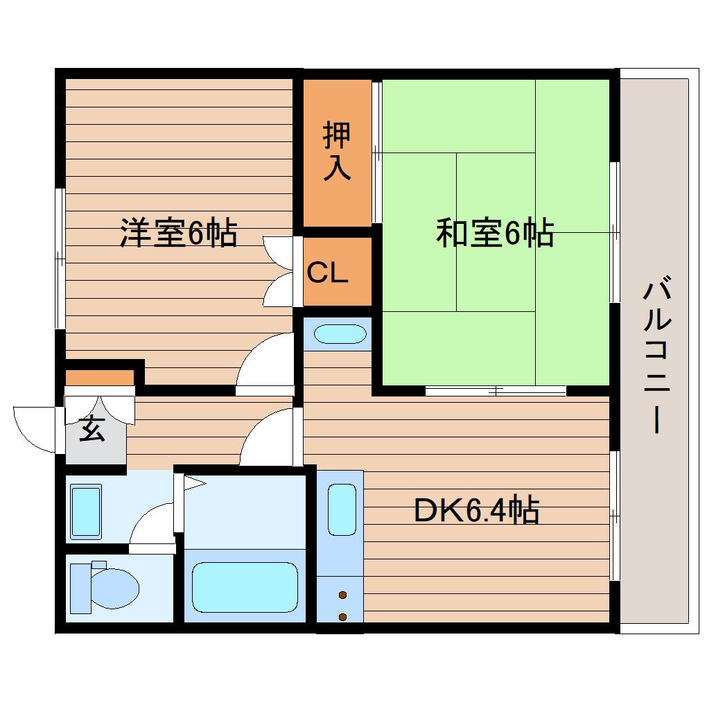 アビタシオンみずほ台(2DK/1階)の間取り写真