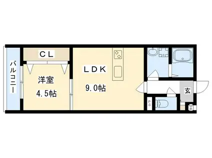 ドゥエリング森小路(1LDK/6階)の間取り写真