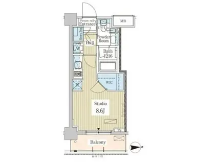 パークアクシス高田馬場テラス(ワンルーム/2階)の間取り写真