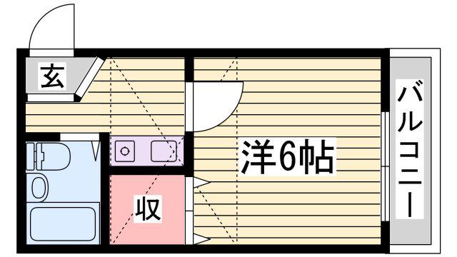 リブイン姫路(1K/2階)の間取り写真