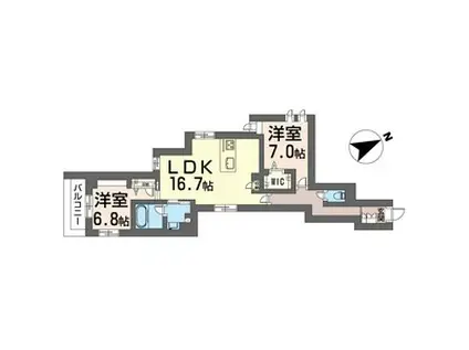 エスポアコリーヌSHM(2LDK/4階)の間取り写真