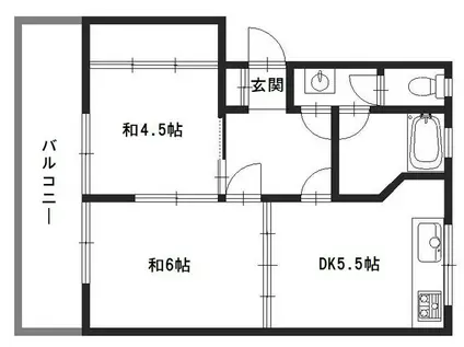 北山マンション(2DK/2階)の間取り写真