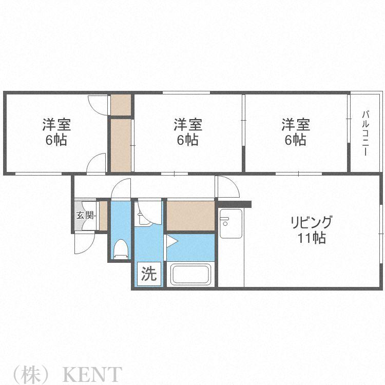 サン山の手(3LDK/1階)の間取り写真