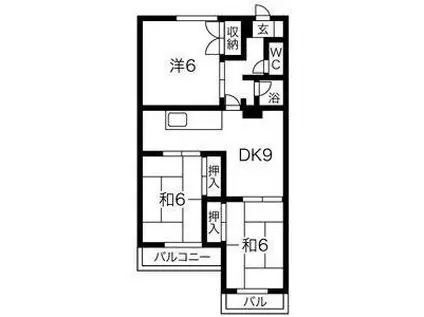 コーニッシュ西中島(3DK/7階)の間取り写真