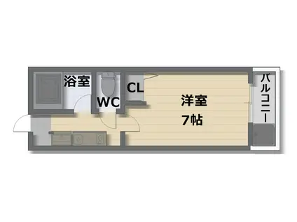 ベルカムールI(1K/2階)の間取り写真