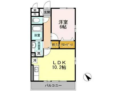 アピーズ(1LDK/3階)の間取り写真