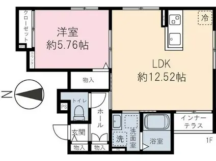 PEEK-A-BOO(1LDK/1階)の間取り写真