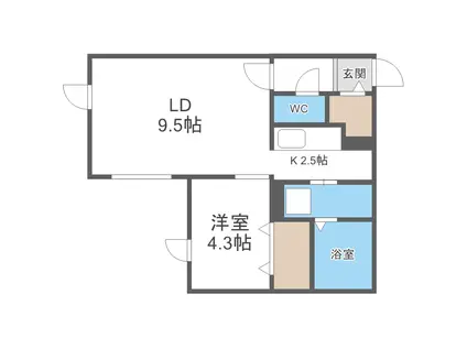 HILLS SAPPORO VI (1LDK/2階)の間取り写真
