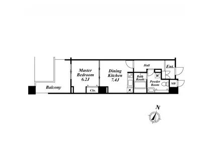 アクロス目黒タワー(1DK/7階)の間取り写真