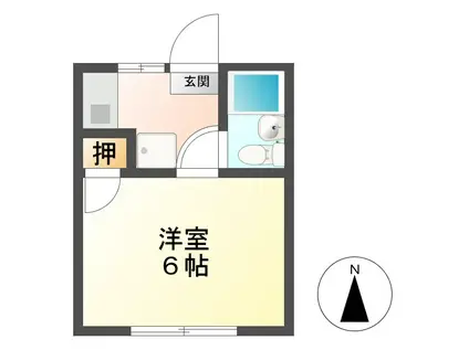 ハイツ林(1K/2階)の間取り写真