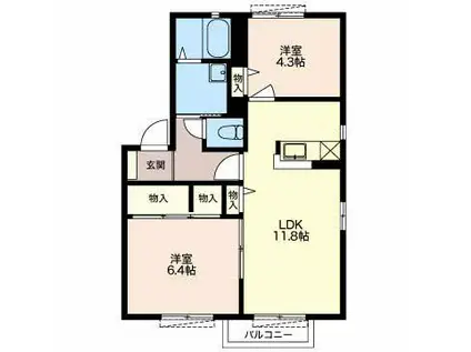 VANTAGE A(2LDK/2階)の間取り写真