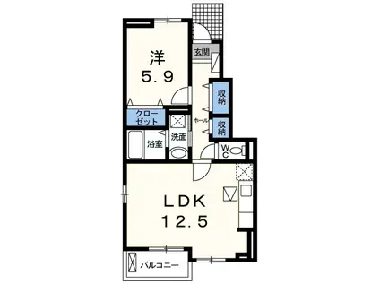 ヌーベル・オーヴ(1LDK/1階)の間取り写真