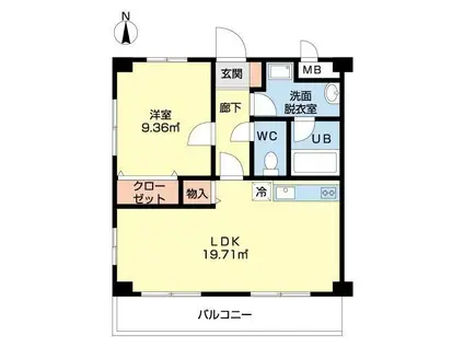 プランドールY(1LDK/1階)の間取り写真