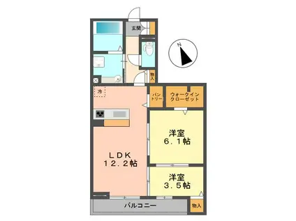 トタカ東小岩(2LDK/3階)の間取り写真