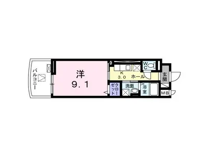 ヴォロンティエ(1K/2階)の間取り写真