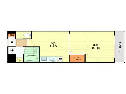 ミルフィーユ(1DK/4階)の間取り写真