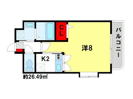 プラシードヴィラ(ワンルーム/3階)の間取り写真