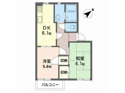 エスコートグリーン(2DK/2階)の間取り写真