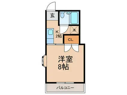 ドゥエルホワイト(1K/2階)の間取り写真