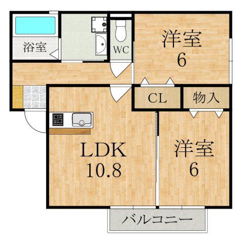 エクセルハイツ II(2LDK/2階)の間取り写真