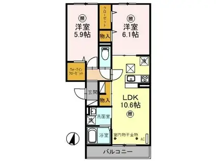 ア レーズ(2LDK/1階)の間取り写真
