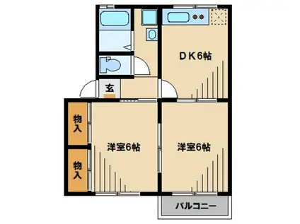 メゾンフォンテーヌ(2DK/1階)の間取り写真