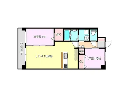 グランパレス東洋(2LDK/3階)の間取り写真