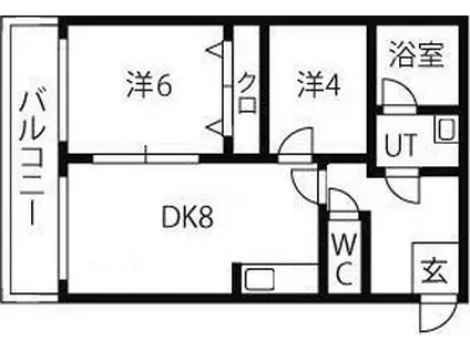 レピュート平岸(2DK/3階)の間取り写真