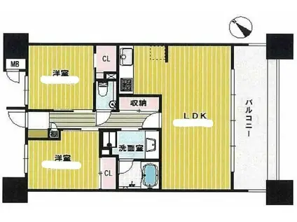 ヴィストゥール大阪城北(2LDK/5階)の間取り写真