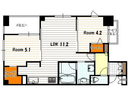 リヴァーク四条烏丸(2LDK/8階)の間取り写真