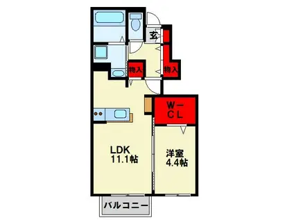 ドゥ・マリアージュIII(1LDK/1階)の間取り写真
